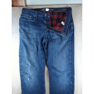 Eddie Bauer Flannel Lined Jeans Men's 36x34 Blue Denim Straight  Fit Medium Wash